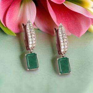 Diamond Emerald Earrings 4.86 TCW 14k White Gold Certified $7,250 018691
